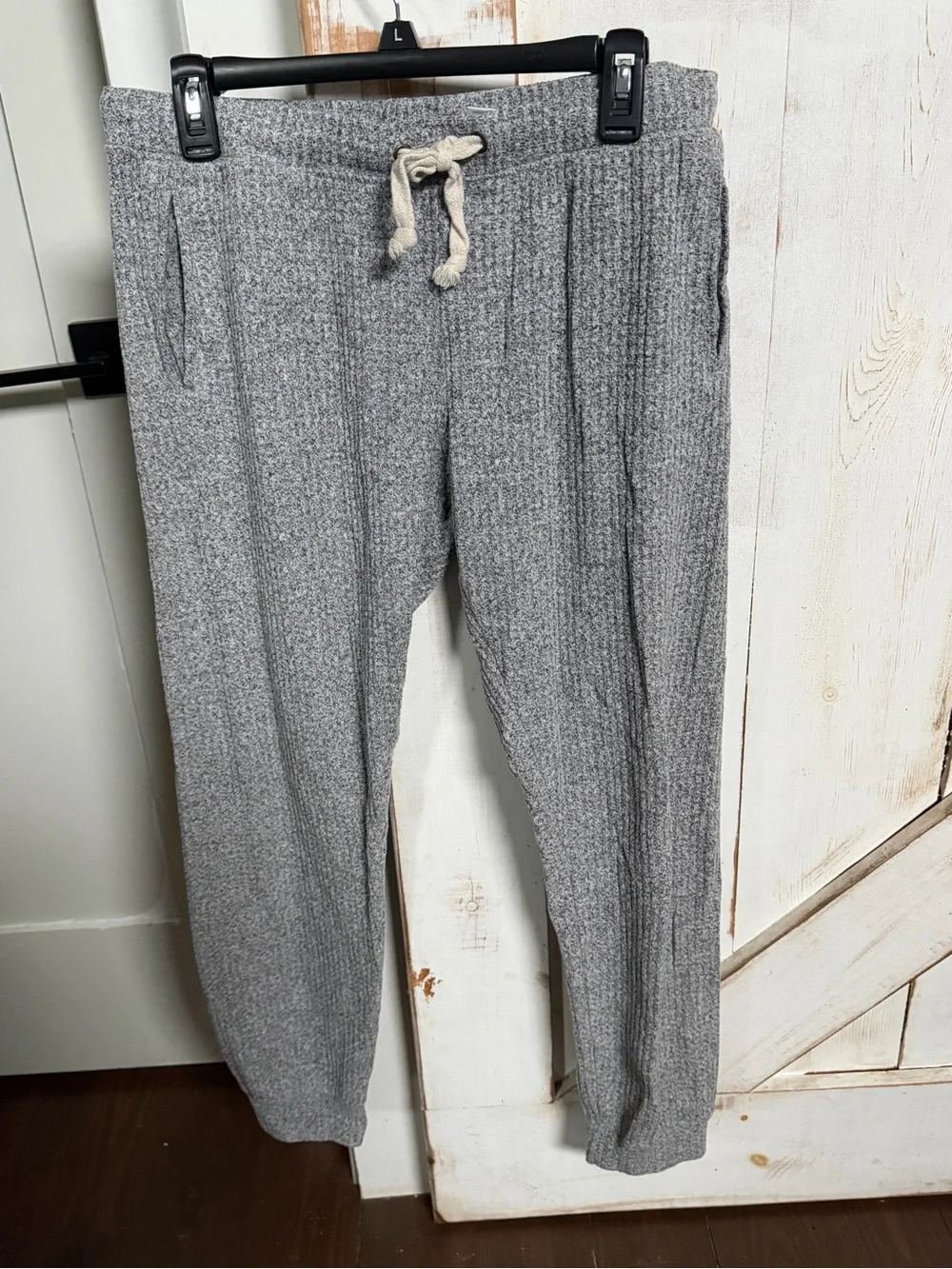 Anthropologie Grey Ribbed Drawstring Joggers